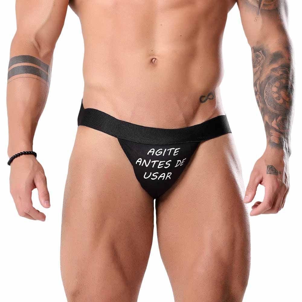 Cueca Jockstrap Frases (AGITE ANTES DE USAR) Preto Cueca Jockstrap Frases (AGITE ANTES DE USAR) Preto