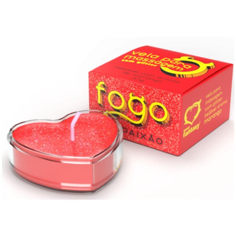 Vela Fogo Da Paixão Com Glitter Morango Sexy Fantasy Vela Fogo Da Paixão Com Glitter Morango Sexy Fantasy