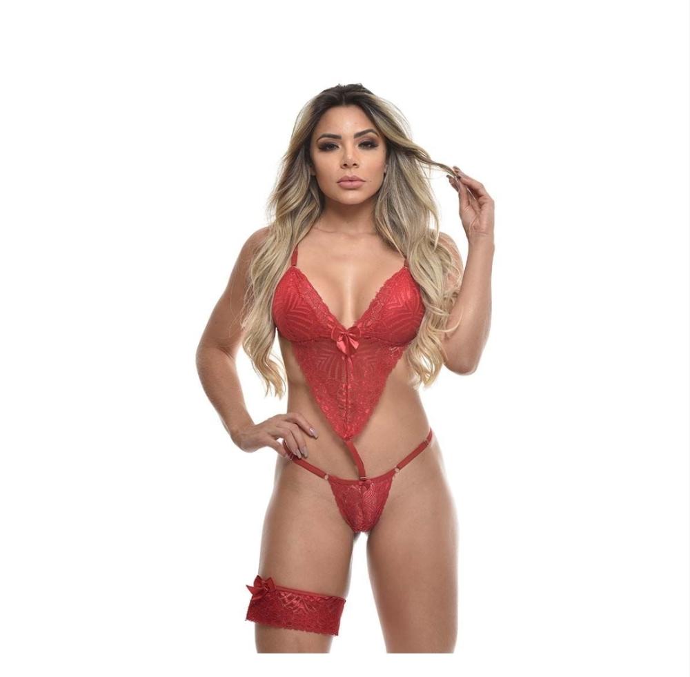 Body Luana Rendado Com Persex GG Vermelho Body Luana Rendado Com Persex GG Vermelho