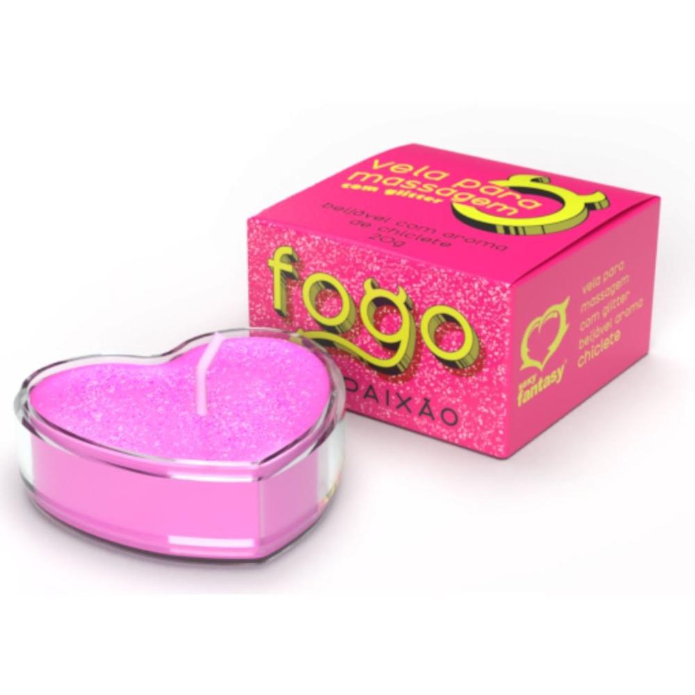 Vela Fogo Da Paixão Com Glitter Chiclete Vela Fogo Da Paixão Com Glitter Chiclete
